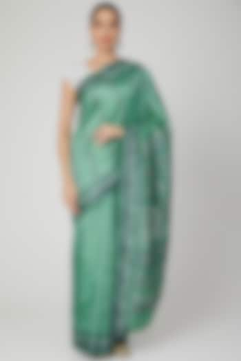 Emerald Green Baluchari Saree by Aditri