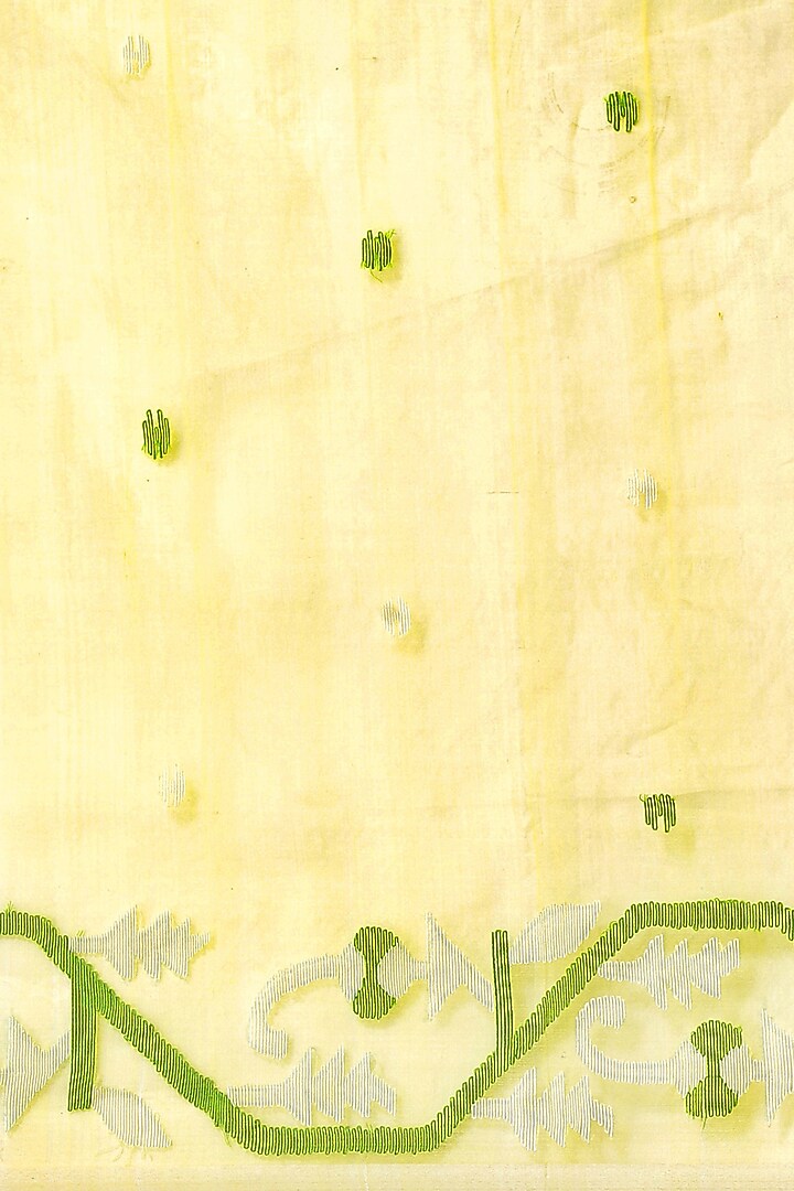 Yellow Jamdani Printed Handloom Party Wear Saree by Aditri at Pernia's Pop Up Shop