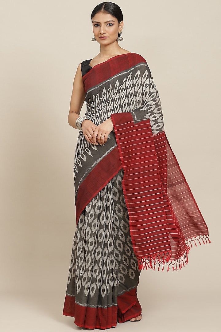 Multi-Colored Cotton Ikat Printed Handloom Saree by Aditri