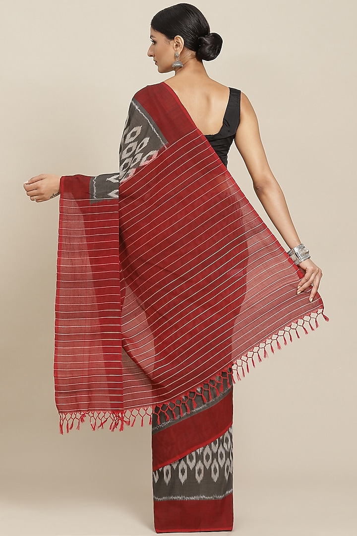 Multi-Colored Cotton Ikat Printed Handloom Festive Saree by Aditri at Pernia's Pop Up Shop