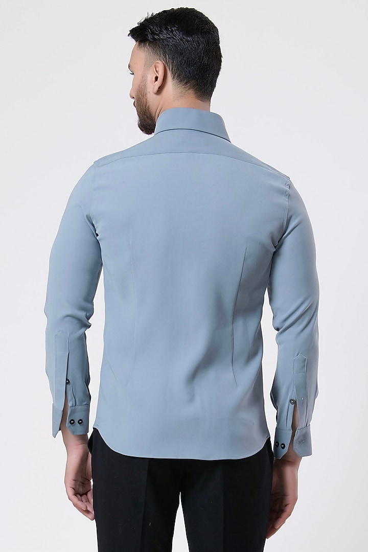 Grey Italian Crepe Party Wear Shirt by Aditya Sachdeva Men at Pernia's Pop Up Shop
