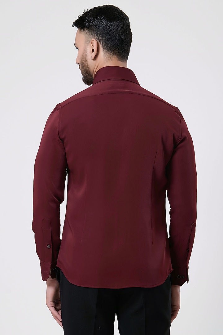 Wine Italian Crepe Party Wear Shirt by Aditya Sachdeva Men at Pernia's Pop Up Shop