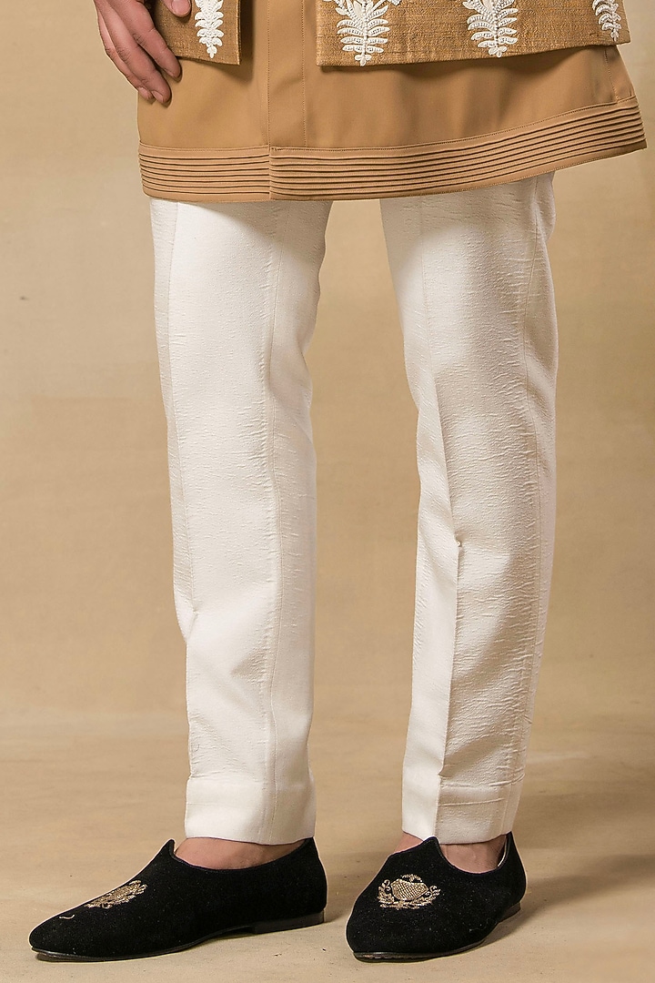 Brown Raw Silk Resham Machine Embroidered Indo-Western Jacket Set by Aditya Sachdeva Men at Pernia's Pop Up Shop