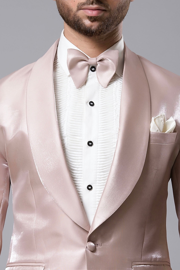 Gold Satin Tuxedo Set by Aditya Sachdeva Men at Pernia's Pop Up Shop