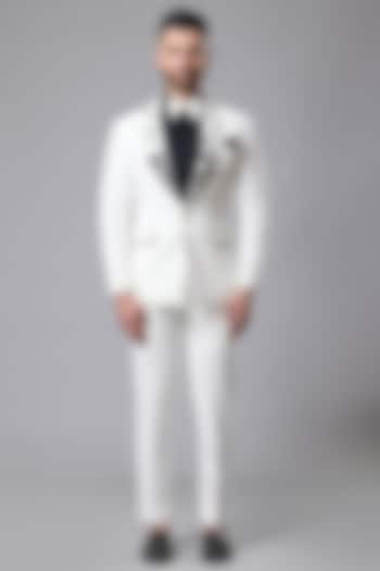 White Knit Tuxedo Set by Aditya Sachdeva Men at Pernia's Pop Up Shop