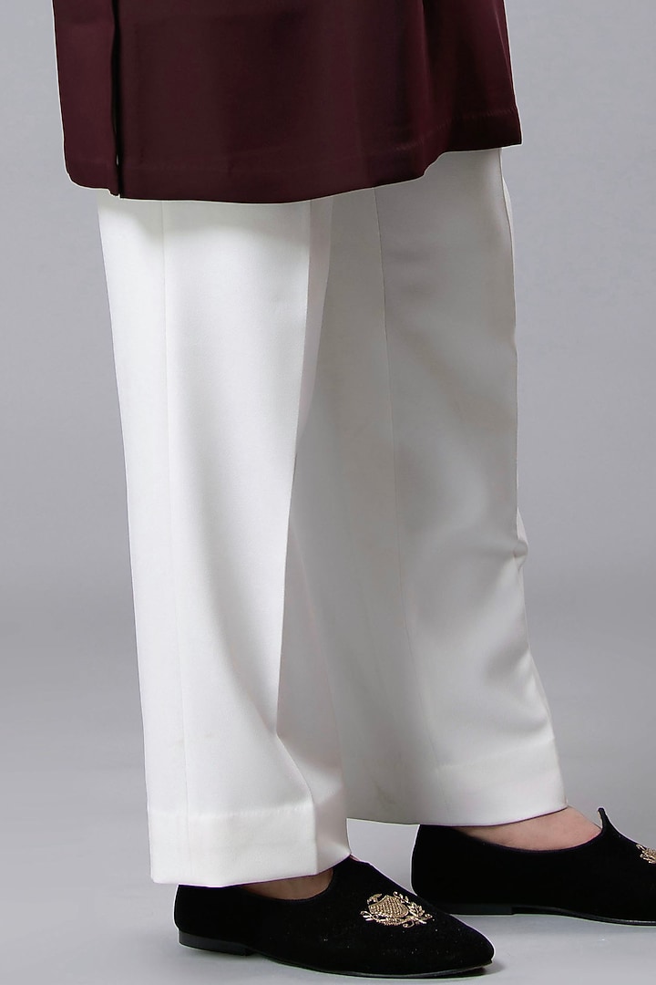 Brown Italian Crepe Hand Embroidered Kurta Set by Aditya Sachdeva Men at Pernia's Pop Up Shop