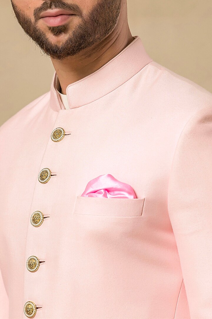 Pink Brocade Wedding Sherwani Set by Aditya Sachdeva Men at Pernia's Pop Up Shop