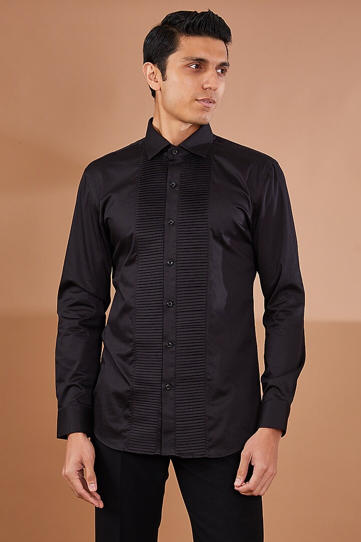 Black Italian Crepe Pant Set by Aditya Sachdeva Men at Pernia's Pop Up Shop