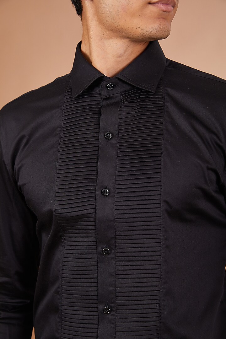 Black Italian Crepe Pant Set by Aditya Sachdeva Men at Pernia's Pop Up Shop