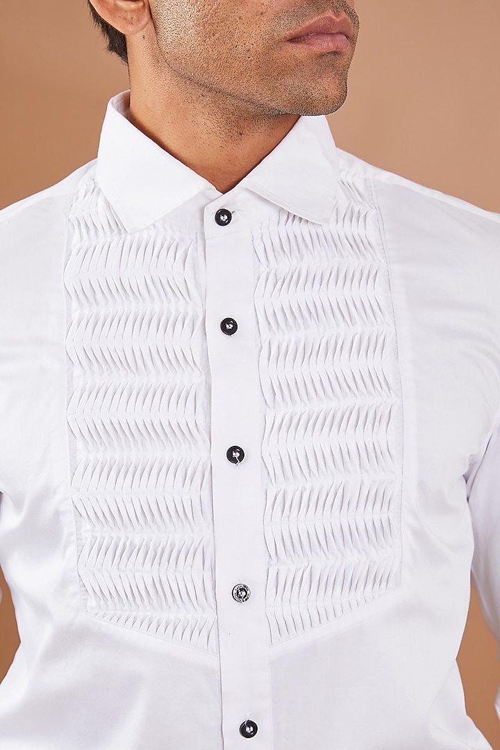 White Italian Crepe Pant Set by Aditya Sachdeva Men at Pernia's Pop Up Shop