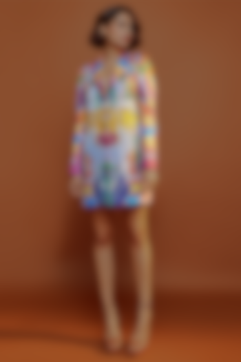 Multi-Colored Hand Embroidered Blazer Dress by Advait