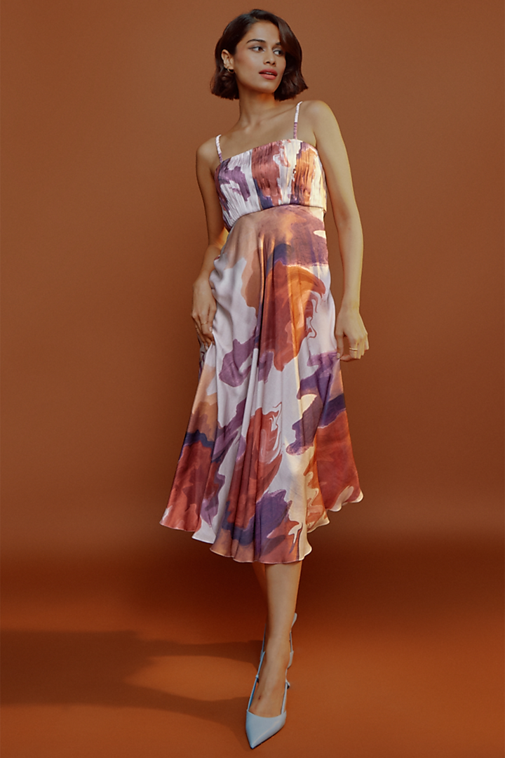 Multi-Colored Satin Summer Dress by Advait at Pernia's Pop Up Shop