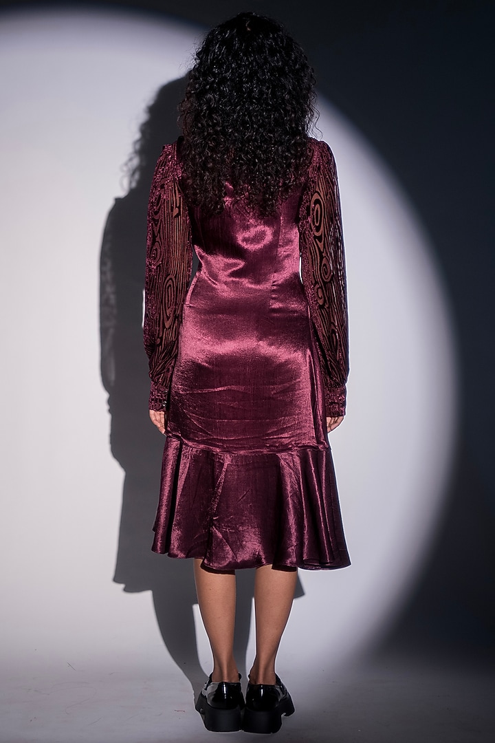 Wine Mashru Silk Summer Dress by Advait at Pernia's Pop Up Shop