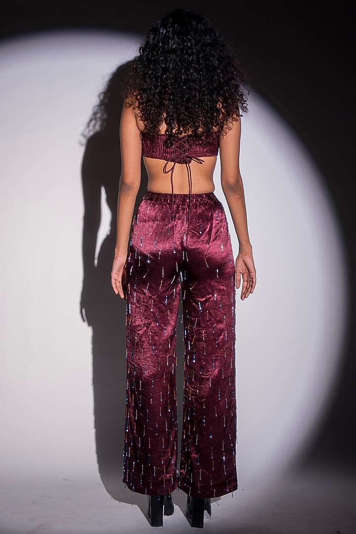 Wine Mashru Silk Pencil Skirt by Advait at Pernia's Pop Up Shop