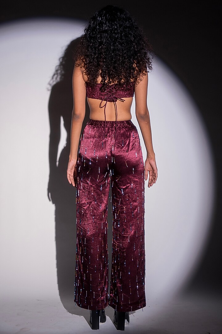 Wine Velvet Bralette by Advait at Pernia's Pop Up Shop