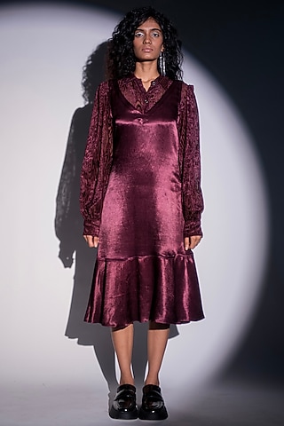 Wine Velvet Shirt by Advait