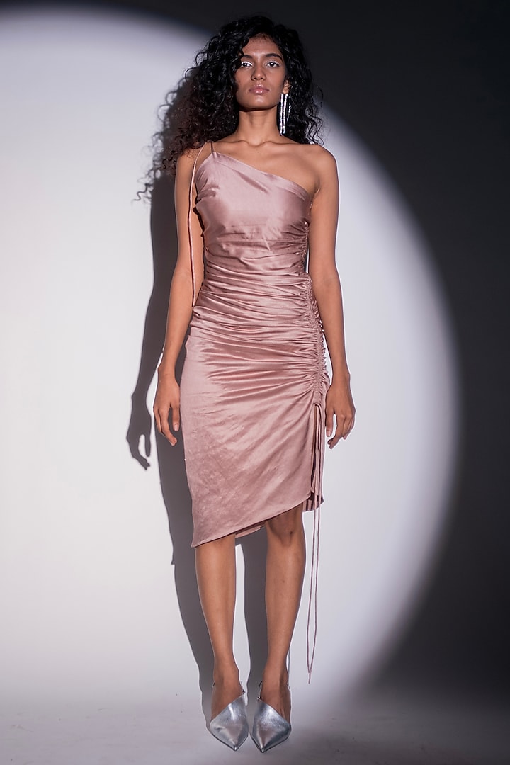 Champagne Twill Ruched Dress by Advait