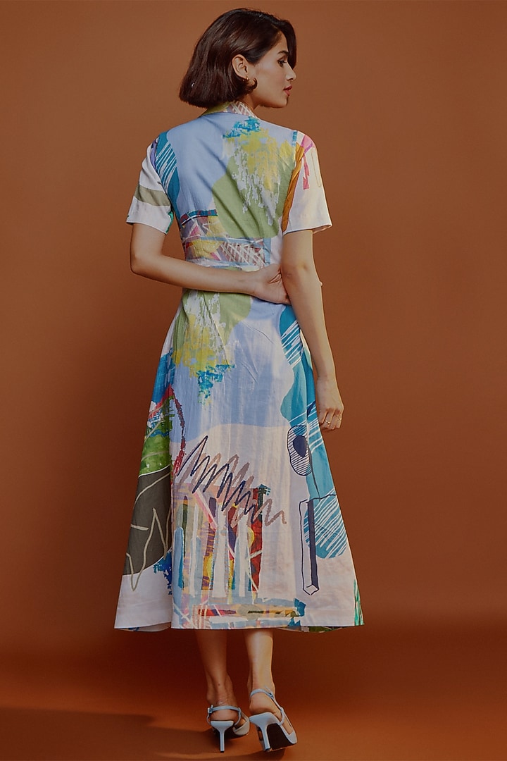 Multi-Colored Hemp Double Flap Summer Dress by Advait at Pernia's Pop Up Shop