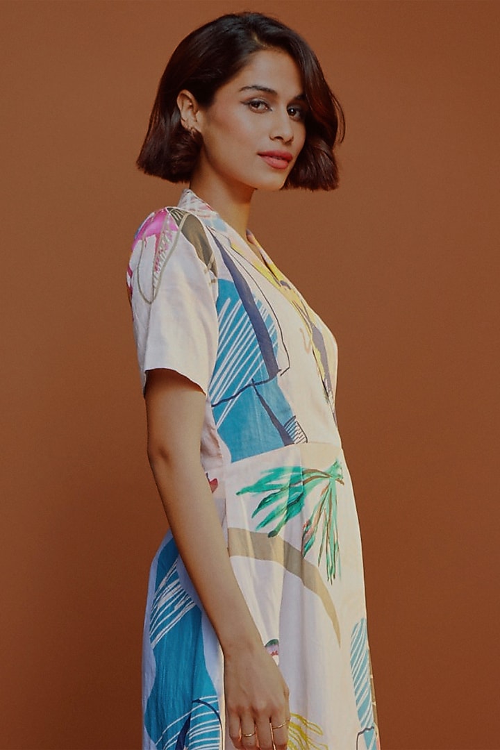 Multi-Colored Hemp Double Flap Summer Dress by Advait at Pernia's Pop Up Shop