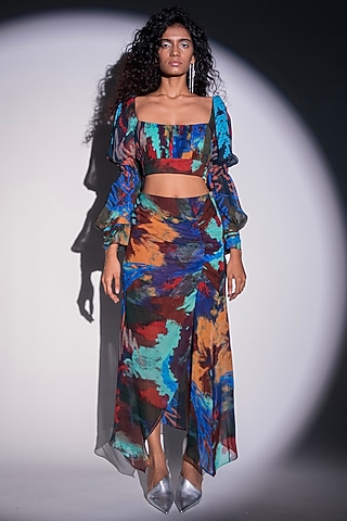Multi-Colored Georgette Bustier by Advait
