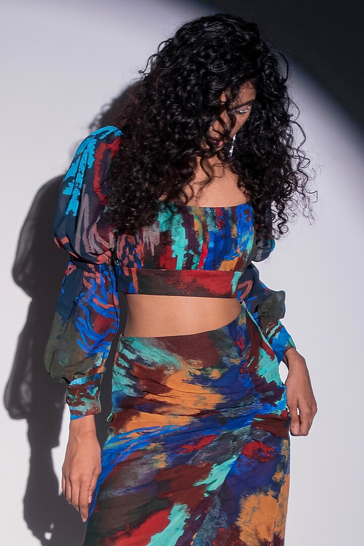 Multi-Colored Georgette Bustier by Advait at Pernia's Pop Up Shop