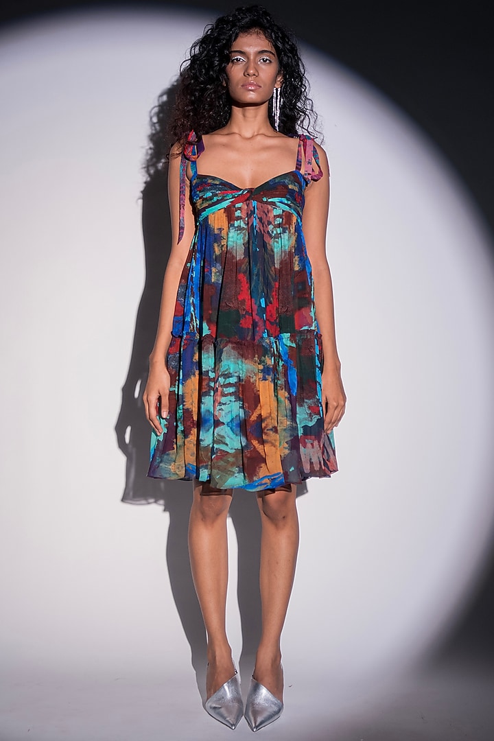 Multi-Colored Georgette Summer Dress by Advait at Pernia's Pop Up Shop