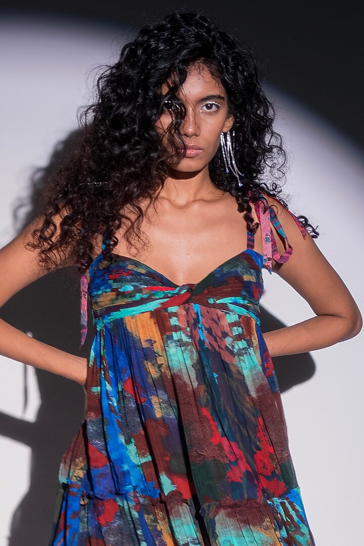 Multi-Colored Georgette Summer Dress by Advait at Pernia's Pop Up Shop