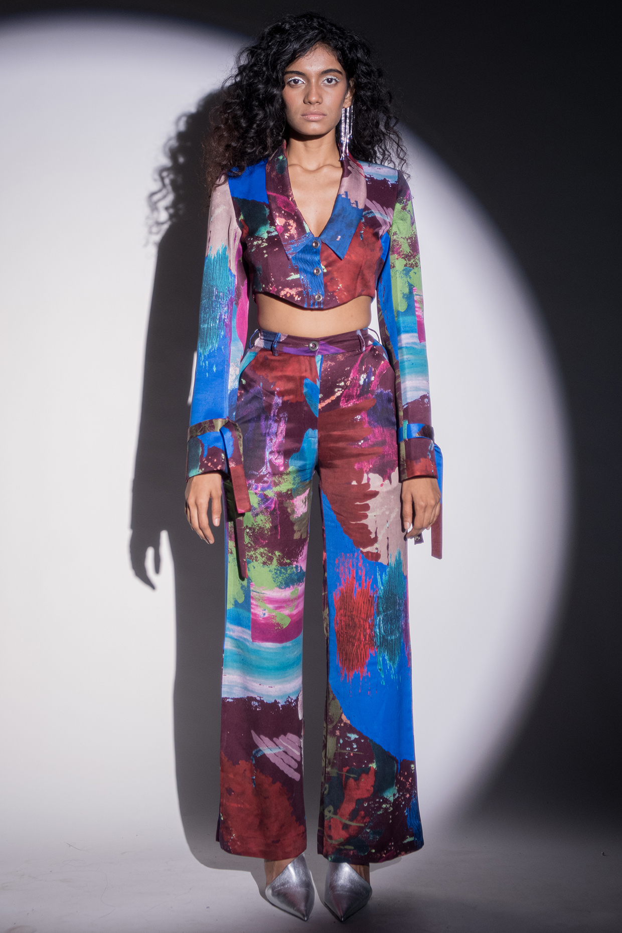 Multi-Colored Twill Cropped Blazer by Advait at Pernia's Pop Up Shop