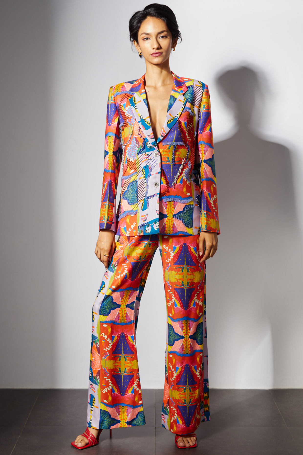 Multi-Colored Hand Embroidered Blazer by Advait at Pernia's Pop Up Shop