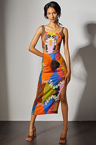 Multi-Colored Tencel Twill Pencil Skirt by Advait