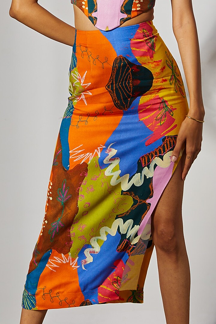 Multi-Colored Tencel Twill Pencil Skirt by Advait at Pernia's Pop Up Shop