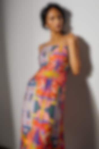 Multi-Colored Tencel Twill Slip Midi Summer Dress by Advait at Pernia's Pop Up Shop