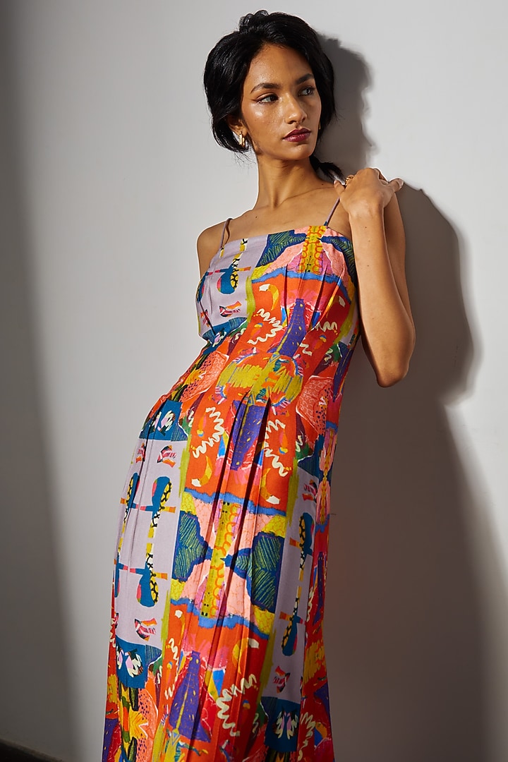Multi-Colored Tencel Twill Slip Midi Summer Dress by Advait at Pernia's Pop  Up Shop