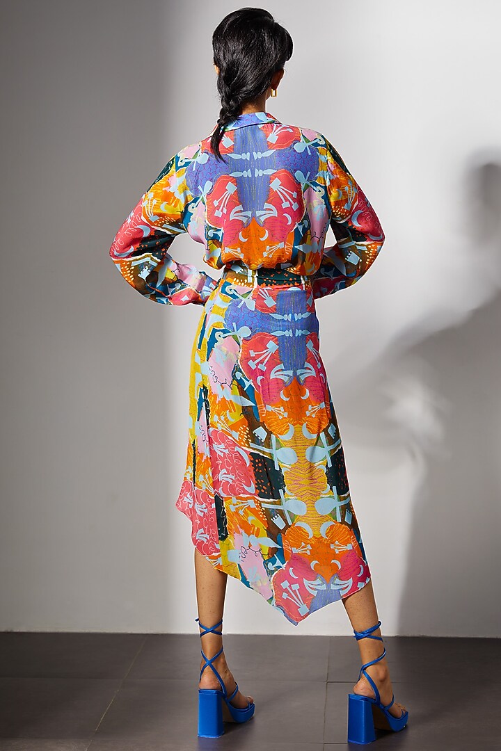 Multi-Colored Cupro Crepe Ruffled Wrap Skirt by Advait at Pernia's Pop Up Shop