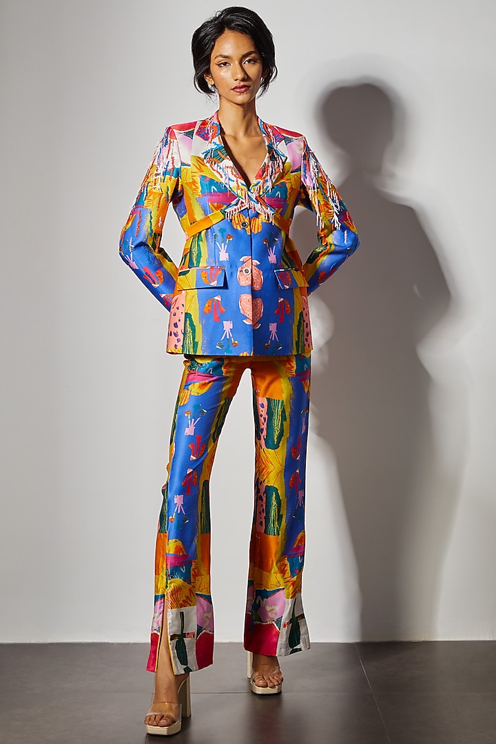 Multi-Colored Bemberg Satin Blazer by Advait at Pernia's Pop Up Shop