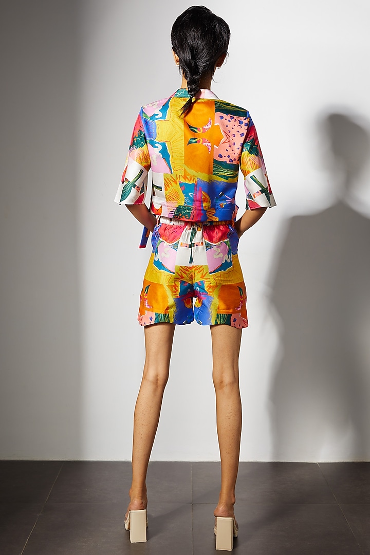 Multi-Colored Bemberg Satin Cropped Top by Advait at Pernia's Pop Up Shop