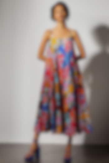 Multi-Colored Cupro Crepe Midi Dress by Advait