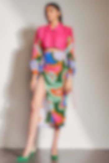 Multi Colored Printed Ruched Skirt by Advait