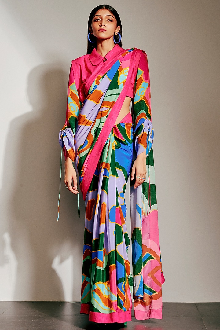 Multi-Colored Printed Saree by Advait