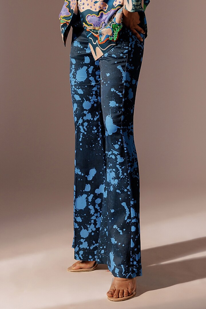 Multi-Colored Satin Twill Digital Printed & Embroidered Blazer Set by Advait at Pernia's Pop Up Shop
