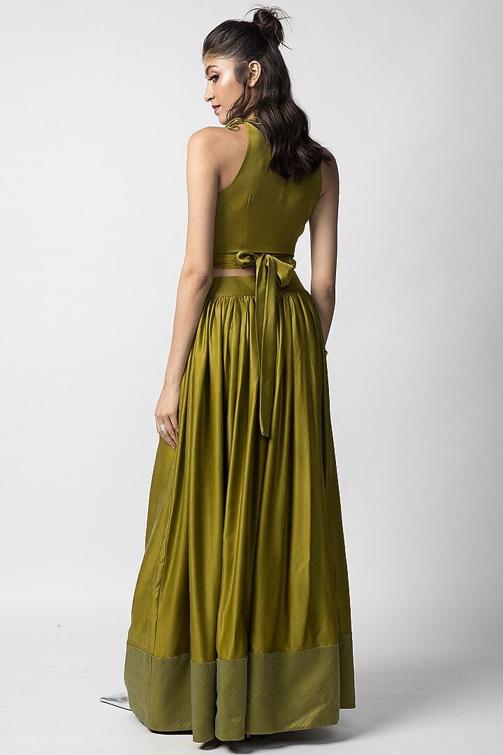 slim fit dress slacks Citrine Green Dobby Tiered Maxi Dress
