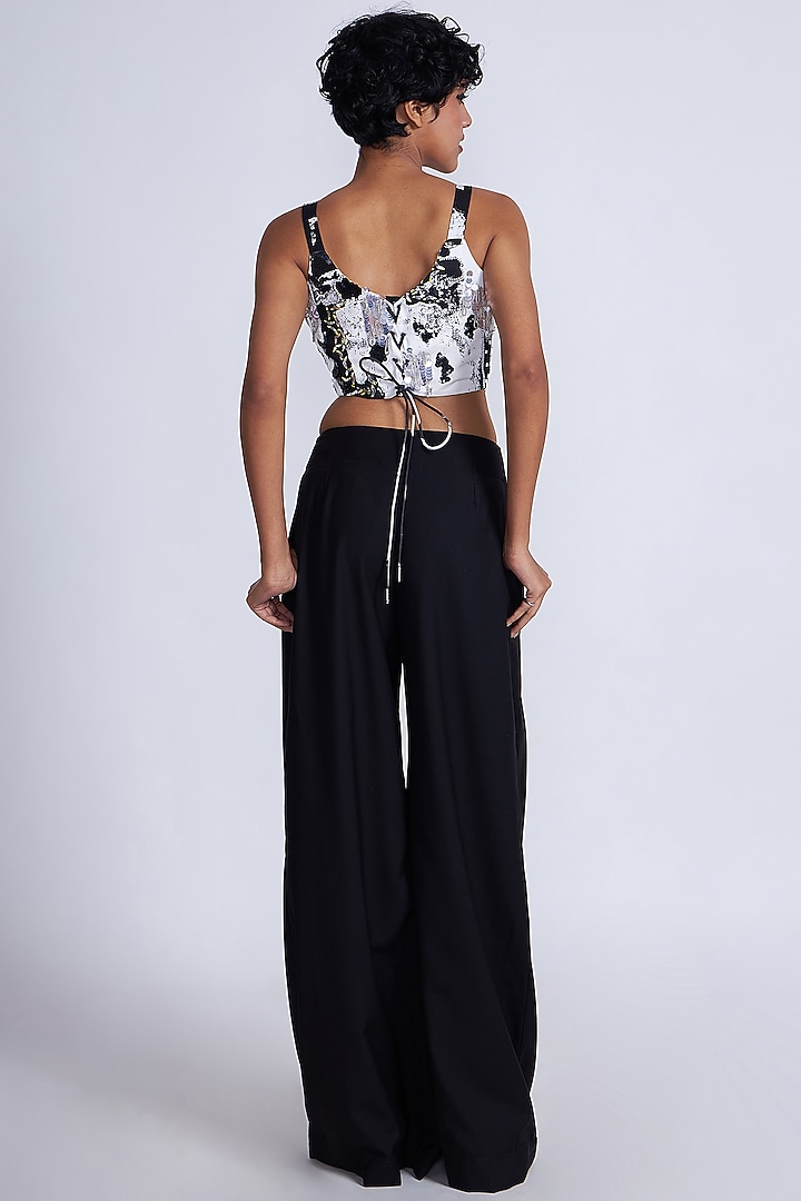 Black Satin Twill Suiting Co-Ord Set by Advait at Pernia's Pop Up Shop