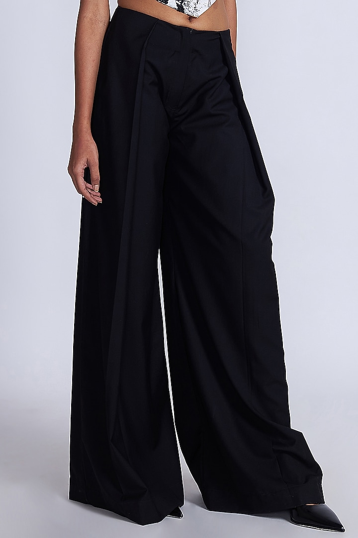 Black Satin Twill Suiting Co-Ord Set by Advait at Pernia's Pop Up Shop