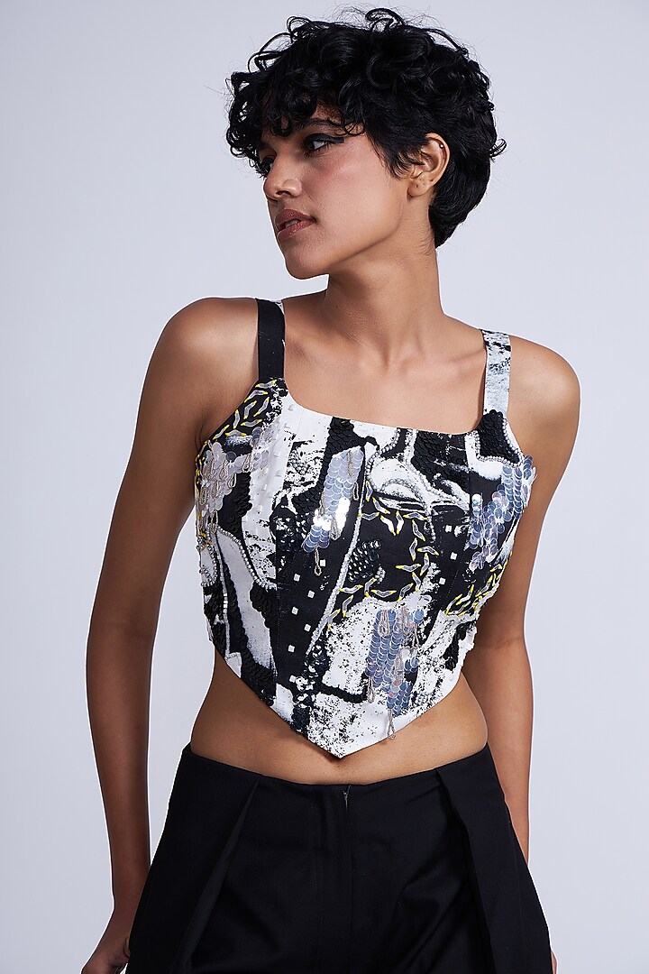 Black Satin Twill Suiting Co-Ord Set by Advait at Pernia's Pop Up Shop
