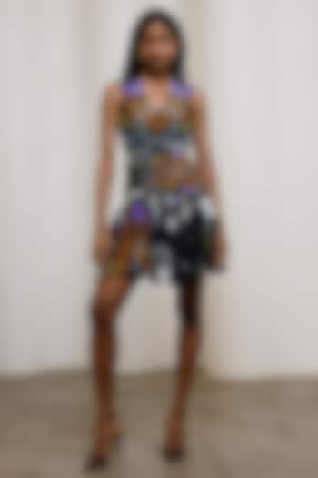 Multi-Colored Crepe Sleeveless Mini Summer Dress by Advait at Pernia's Pop Up Shop