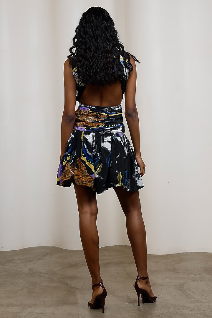 Multi-Colored Crepe Sleeveless Mini Summer Dress by Advait at Pernia's Pop Up Shop