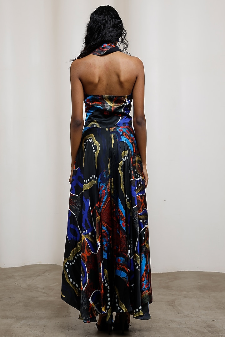 Multi-Colored Georgette Satin Maxi Vacation Dress by Advait at Pernia's Pop Up Shop