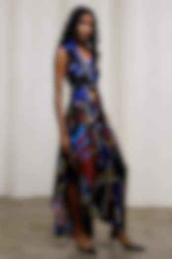 Multi-Colored Georgette Satin Sleeveless Maxi Summer Dress by Advait at Pernia's Pop Up Shop