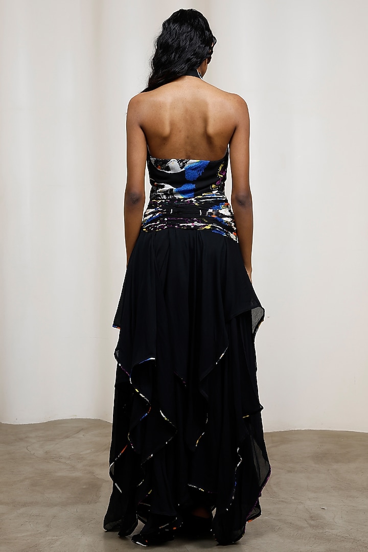 Black Crinkle Chiffon Halter Maxi Vacation Dress by Advait at Pernia's Pop Up Shop