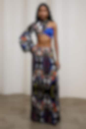 Multi-Colored Crinkle Chiffon Abstract Printed Skirt Set by Advait at Pernia's Pop Up Shop